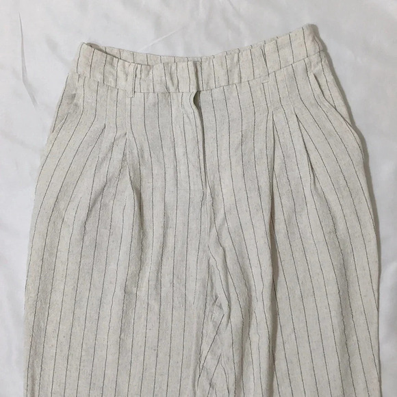 7 For All Mankind Linen Pants, Color Cream/Black Size 4 - Picture 3 of 14